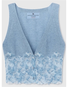 Кружевной кашемировый топ, синий Ermanno scervino