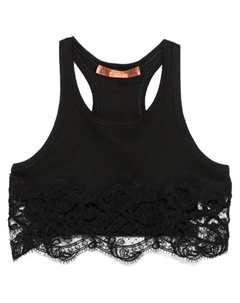 Укороченный топ с кружевом, черный Ermanno scervino