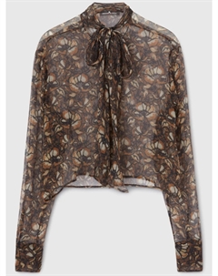 Шелковая рубашка с кружевным принтом макраме, коричневый Ermanno scervino