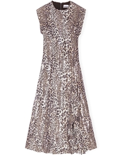 Платье с леопардовым принтом, белый Ganni