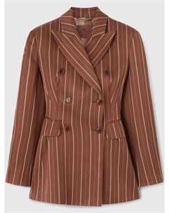 Двубортный пиджак в тонкую полоску, коричневый Ermanno scervino