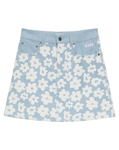 Джинсовая юбка с цветочным принтом, синий Msgm