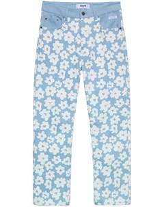 Прямые брюки с цветочным принтом, синий Msgm