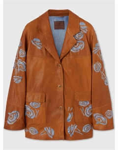 Однобортная кожаная куртка, коричневый Ermanno scervino