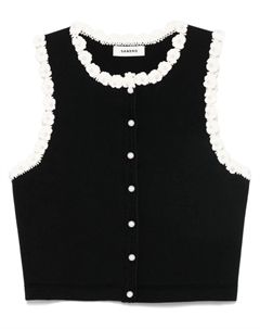 Топ с цветочной аппликацией, черный Sandro