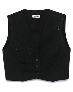 Топ с пайетками, черный Sandro