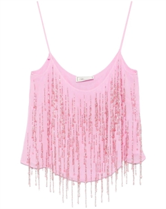 Декорированный топ из ткани жоржет, розовый Blumarine