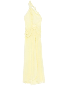 Платье из жоржета на одно плечо, желтый Blumarine