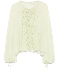 Блузка из жоржета с оборками, зеленый Blumarine
