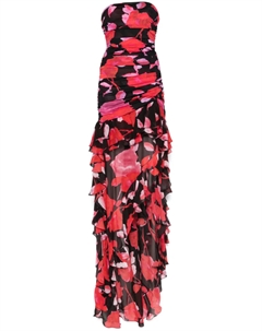 Платье макси с оборками и цветочным принтом, черный Blumarine