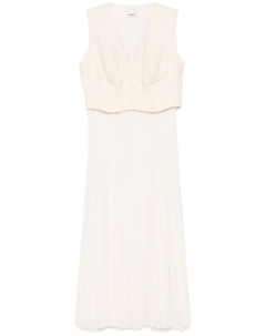 Платье миди со складками, нейтральный цвет Sandro