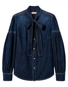 Джинсовая рубашка с бантом, синий Twinset