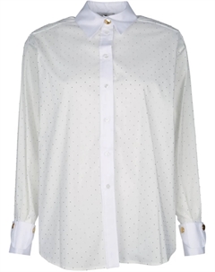 Рубашка из поплина, украшенная стразами, белый Elisabetta franchi