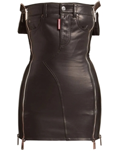 Кожаное мини-платье, черный Dsquared2