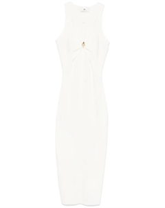 Платье-миди из трикотажного полотна с вырезами, белый Elisabetta franchi