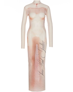 Длинное сетчатое платье, нейтральный цвет Jean paul gaultier