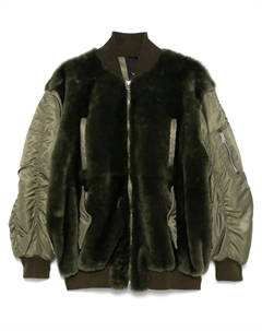 Бомбер из овчины, зеленый Blancha