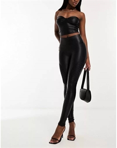 Черные леггинсы из искусственной кожи Moto Spanx