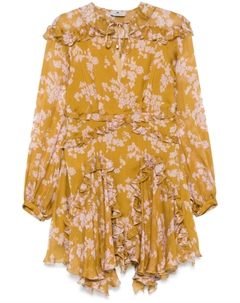 Платье мини с вуалью и принтом, желтый Elisabetta franchi