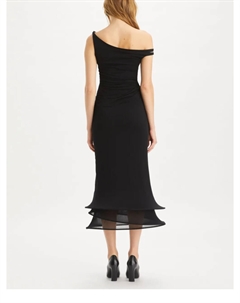 Платье миди с отделкой кольцами, черный Tory burch