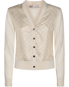 Кардиган с логотипом по всей поверхности, нейтральный Tory burch