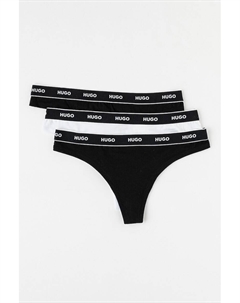 Стринги с логотипом на талии - 3 пары, черный Hugo