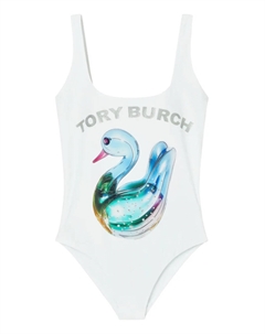 Купальник Lucky Duck с принтом, белый Tory burch