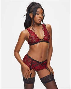 Красный кружевной комплект без вырезов с цветочным принтом Valentines Brooke Ann summers