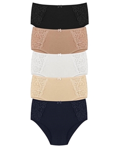 Хлопковые кружевные женские трусики больших размеров с высокой талией по бокам, 5 шт., смешанный ассортимент Hnx