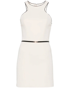 Креповое платье мини с поясом, нейтральный Elisabetta franchi