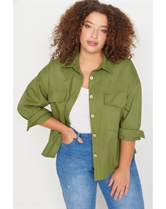 Рубашка больших размеров – хаки – стандартный крой, хаки Trendyol