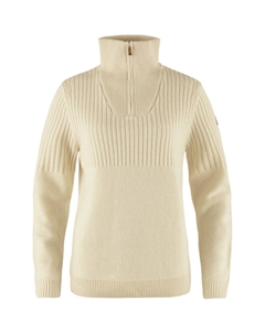 Женский вязаный пуловер Övik с полумолнией до половины Fjällräven, белый Fjallraven