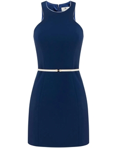 Креповое платье мини с поясом, синий Elisabetta franchi