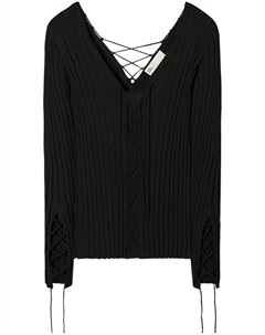 Шерстяной свитер со шнуровкой, черный Tory burch