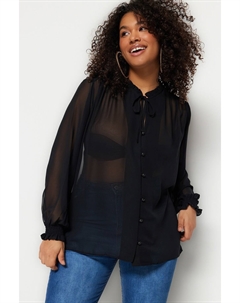 Рубашка больших размеров – черная – свободный крой, черный Trendyol