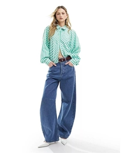 Зеленая рубашка с объемными плечами и объемными плечами Asos