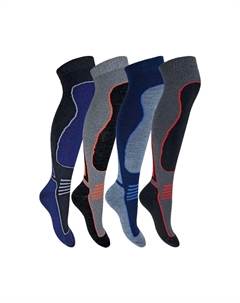 4 пары очень теплых длинных цветных лыжных носков до колена из смесовой шерсти, синий Sock snob