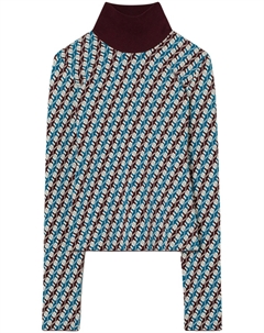 Жаккардовый свитер с высоким воротником, синий Tory burch