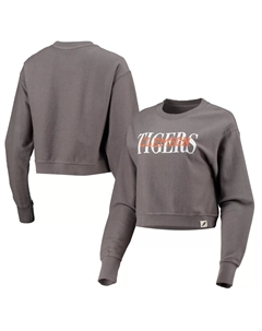 Женская лига, студенческая одежда, графитовый классический укороченный пуловер Clemson Tigers с шнуровкой из дерева Unbranded