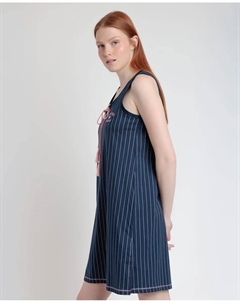 Короткая женская ночная рубашка из полосатого трикотажа, тёмно-синий Admas