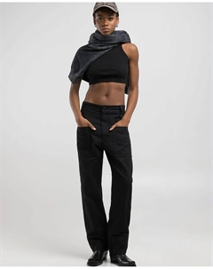 Женские прямые хлопковые брюки с карманами, черный Replay