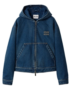 Джинсовая куртка с капюшоном, синий Miu miu