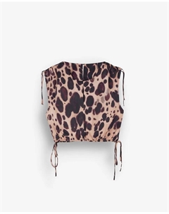 Женский топ с анималистичным принтом и эластичным подолом, мультиколор Scalpers