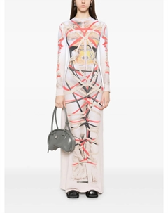 Платье макси с принтом trompe l'oeil, нейтральный Y / project