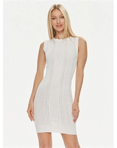 Трикотажное платье приталенного кроя, экрю Guess