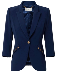 Креповый блейзер с логотипом, синий Elisabetta franchi