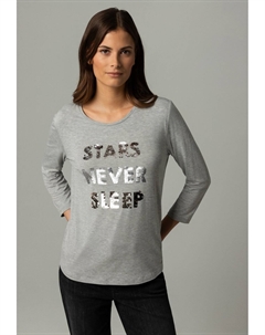 Топ с длинными рукавами WITH SEQUIN-EMBELLISHMENT, серый More&more