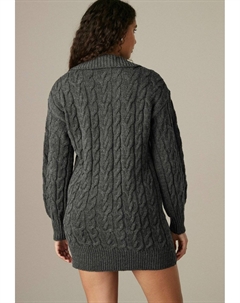 Платье-джемпер COLLAR V-NECK LONG SLEEVE CABLE SHORT MINI, серый Next
