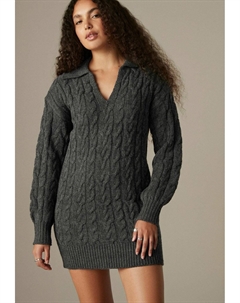 Платье-джемпер COLLAR V-NECK LONG SLEEVE SHORT MINI TALL REGULAR FIT, серый Next