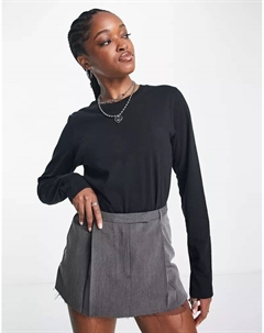 Черный топ повседневного кроя с длинными рукавами Essence Weekday